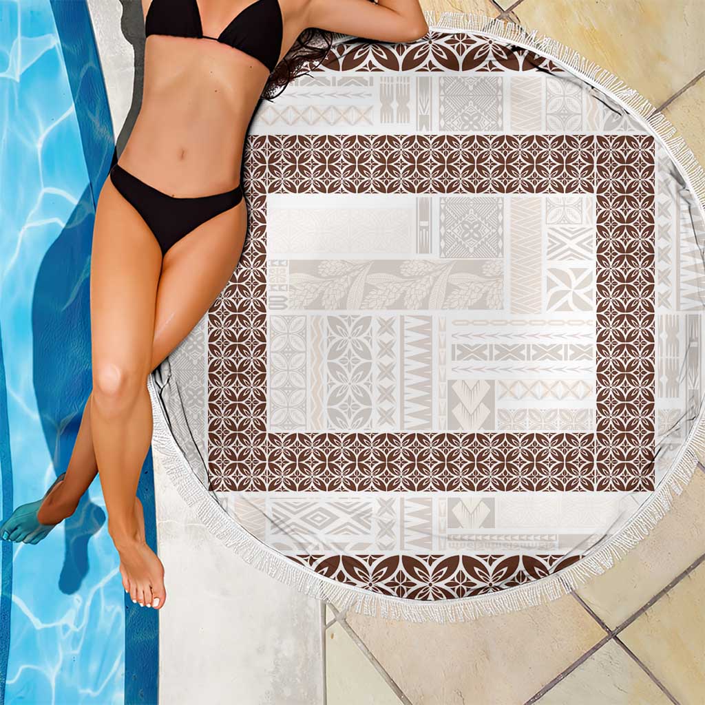 Samoa Siapo Brown Trimmed Beach Blanket Samoa White Sunday - Polynesian Pride