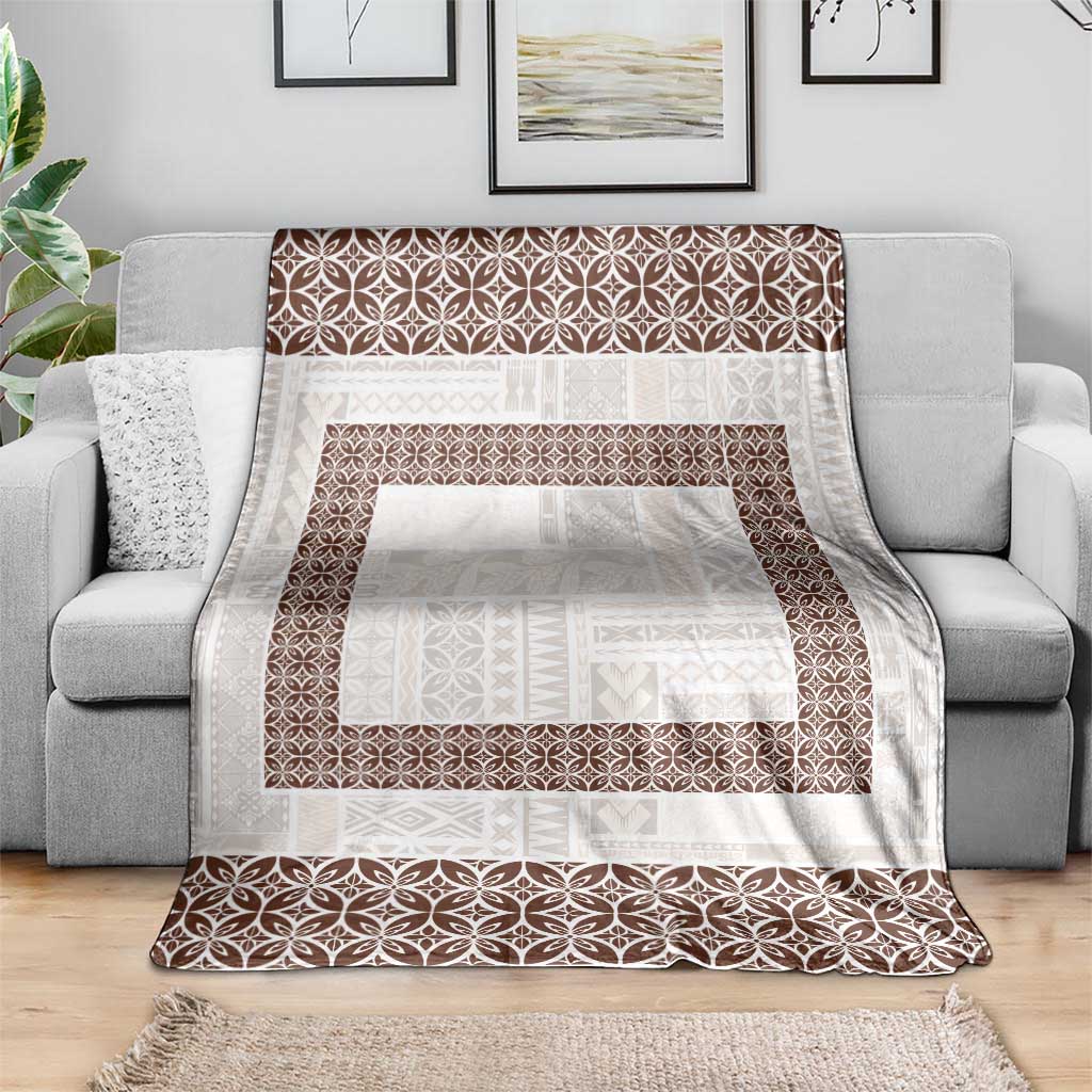 Samoa Siapo Brown Trimmed Blanket Samoa White Sunday - Polynesian Pride
