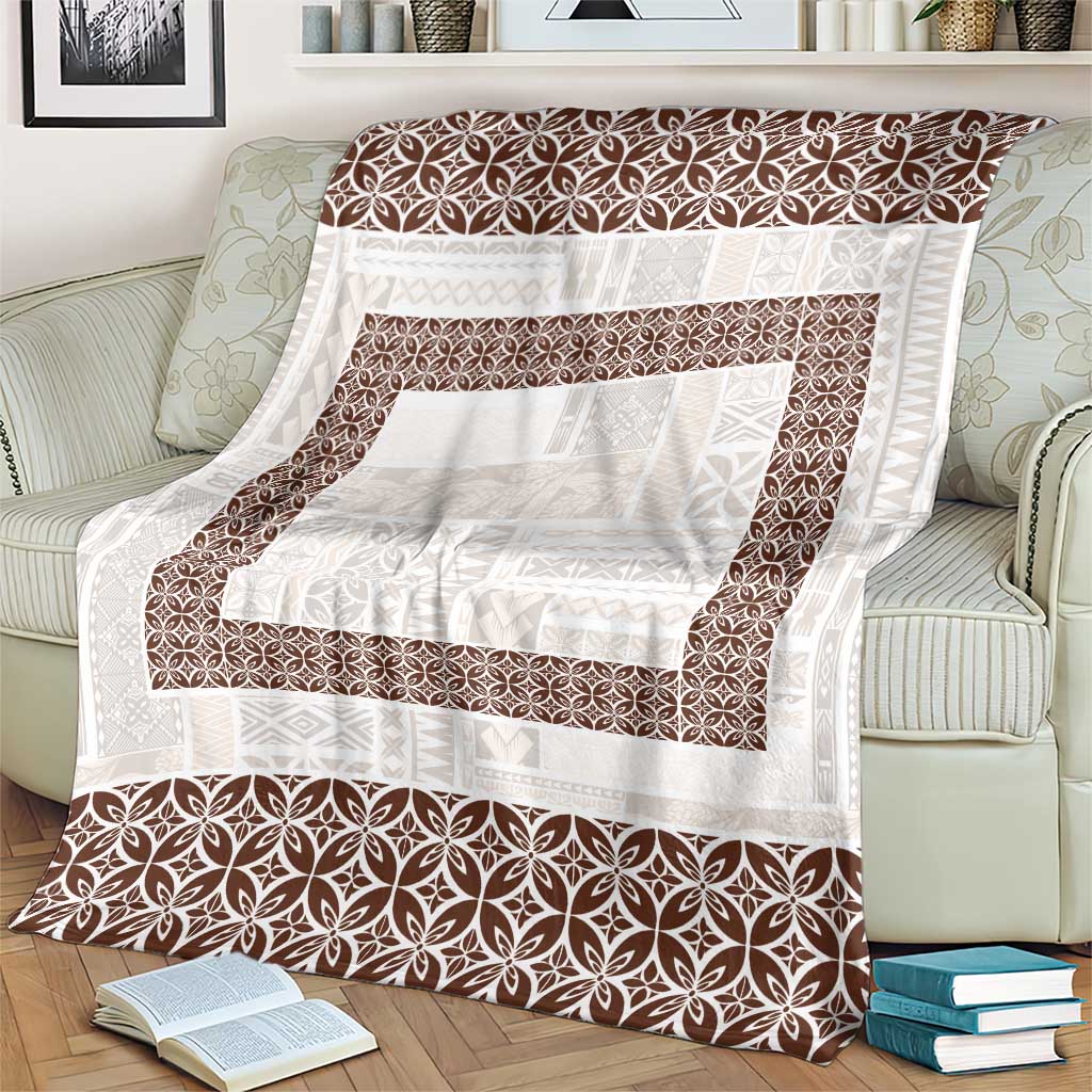 Samoa Siapo Brown Trimmed Blanket Samoa White Sunday - Polynesian Pride