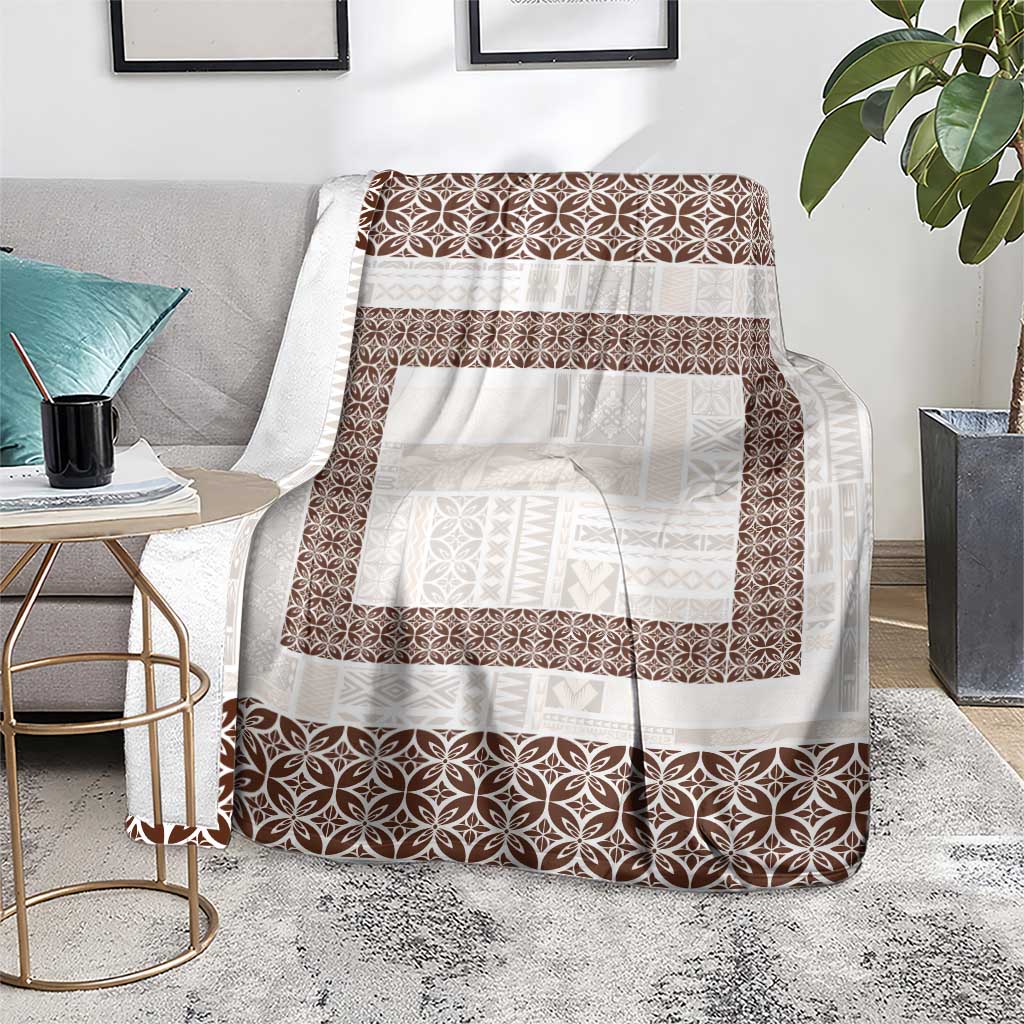 Samoa Siapo Brown Trimmed Blanket Samoa White Sunday - Polynesian Pride