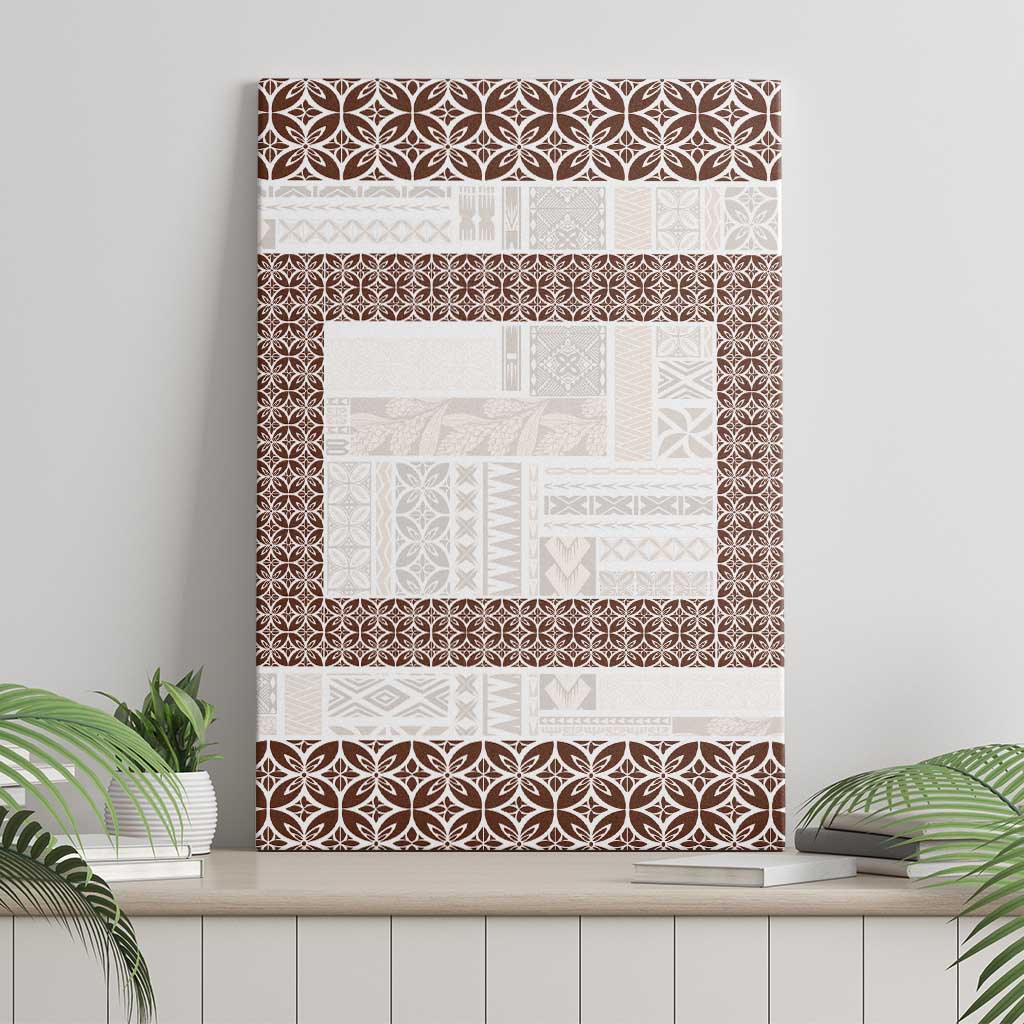 Samoa Siapo Brown Trimmed Canvas Wall Art Samoa White Sunday - Polynesian Pride