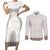 Samoa Siapo Brown Trimmed Couples Matching Short Sleeve Bodycon Dress and Long Sleeve Button Shirt Samoa White Sunday - Polynesian Pride