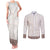 Samoa Siapo Brown Trimmed Couples Matching Tank Maxi Dress and Long Sleeve Button Shirt Samoa White Sunday - Polynesian Pride