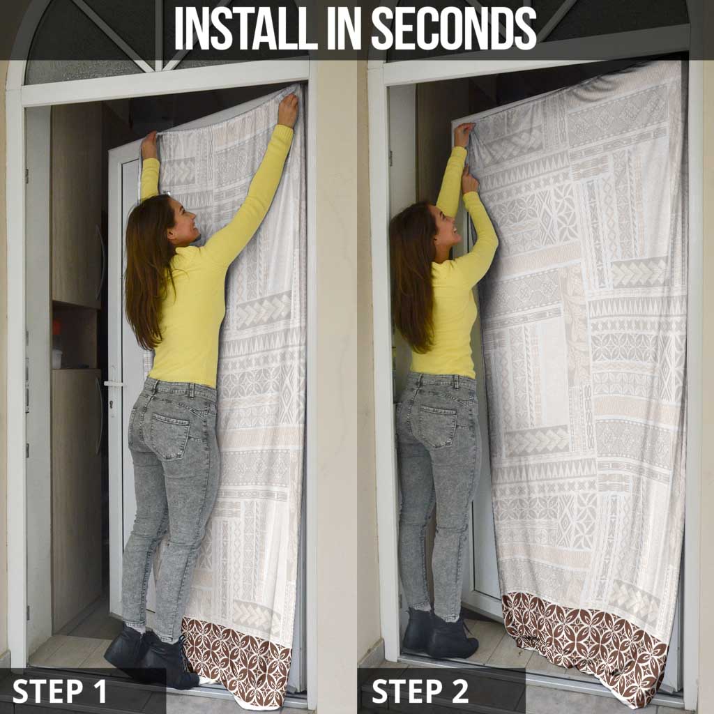 Samoa Siapo Brown Trimmed Door Cover Samoa White Sunday - Polynesian Pride