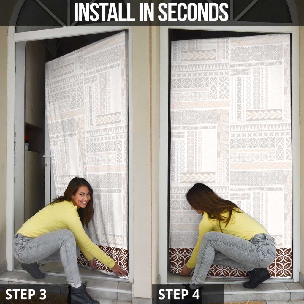 Samoa Siapo Brown Trimmed Door Cover Samoa White Sunday - Polynesian Pride