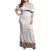 Samoa Siapo Brown Trimmed Family Matching Off Shoulder Maxi Dress and Hawaiian Shirt Samoa White Sunday - Polynesian Pride