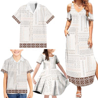 Samoa Siapo Brown Trimmed Family Matching Summer Maxi Dress and Hawaiian Shirt Samoa White Sunday - Polynesian Pride