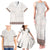 Samoa Siapo Brown Trimmed Family Matching Tank Maxi Dress and Hawaiian Shirt Samoa White Sunday - Polynesian Pride