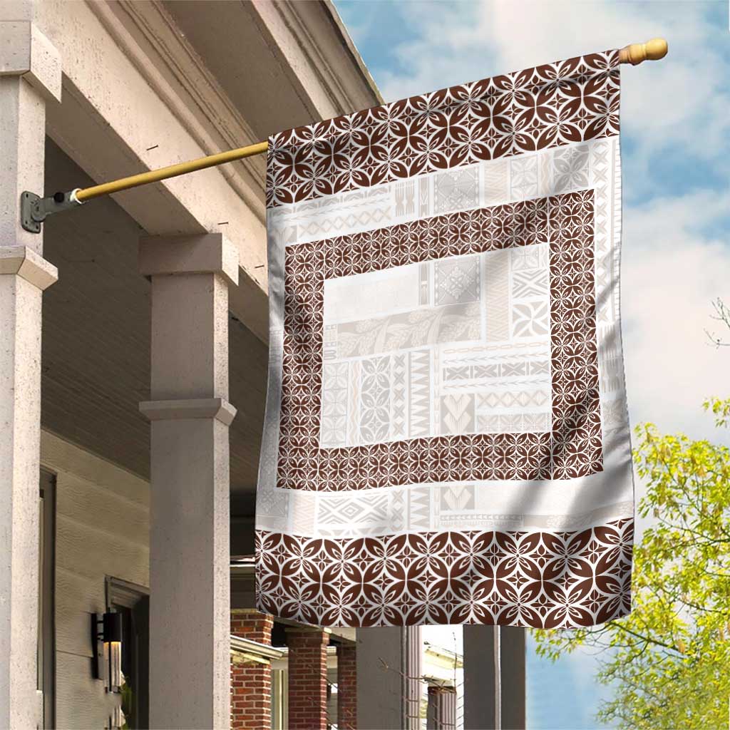 Samoa Siapo Brown Trimmed Garden Flag Samoa White Sunday - Polynesian Pride