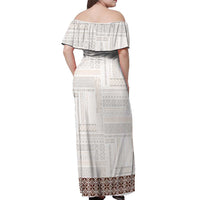 Samoa Siapo Brown Trimmed Off Shoulder Maxi Dress Samoa White Sunday - Polynesian Pride