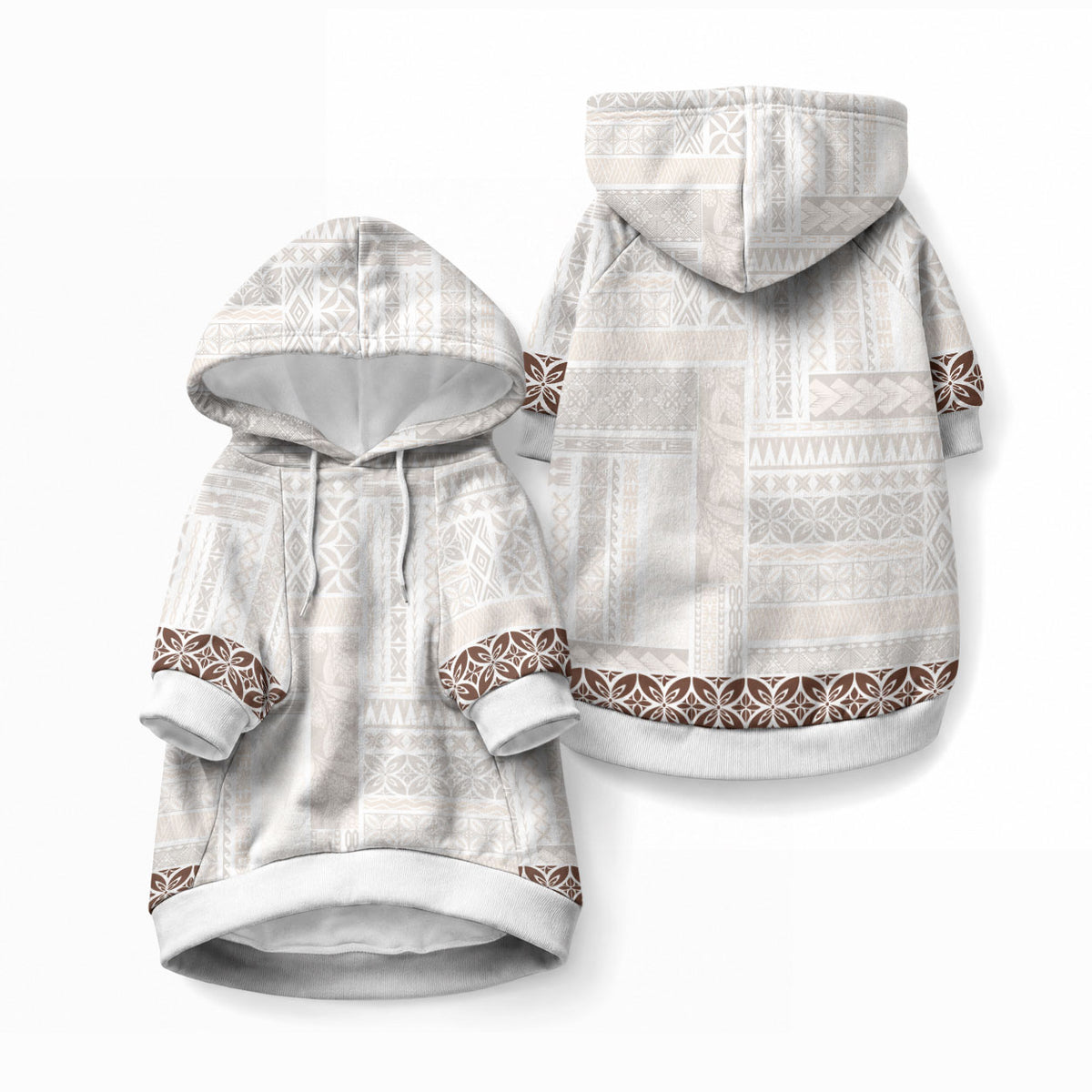 Samoa Siapo Brown Trimmed Pet Hoodie Samoa White Sunday