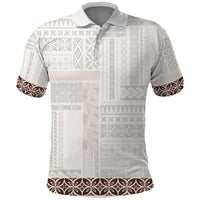 Samoa Siapo Brown Trimmed Polo Shirt Samoa White Sunday - Polynesian Pride