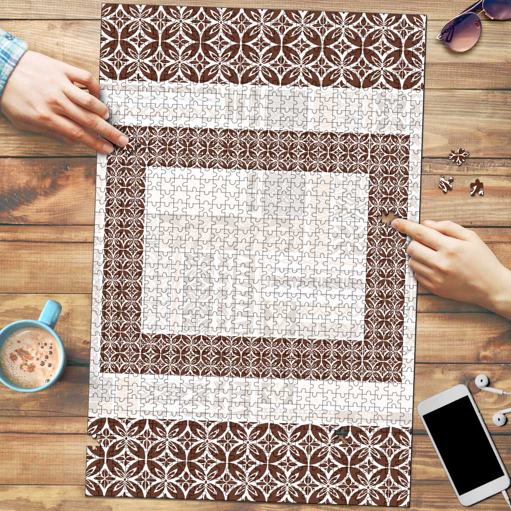 Samoa Siapo Brown Trimmed Puzzle Samoa White Sunday - Polynesian Pride