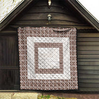 Samoa Siapo Brown Trimmed Quilt Samoa White Sunday - Polynesian Pride