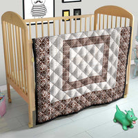 Samoa Siapo Brown Trimmed Quilt Samoa White Sunday - Polynesian Pride