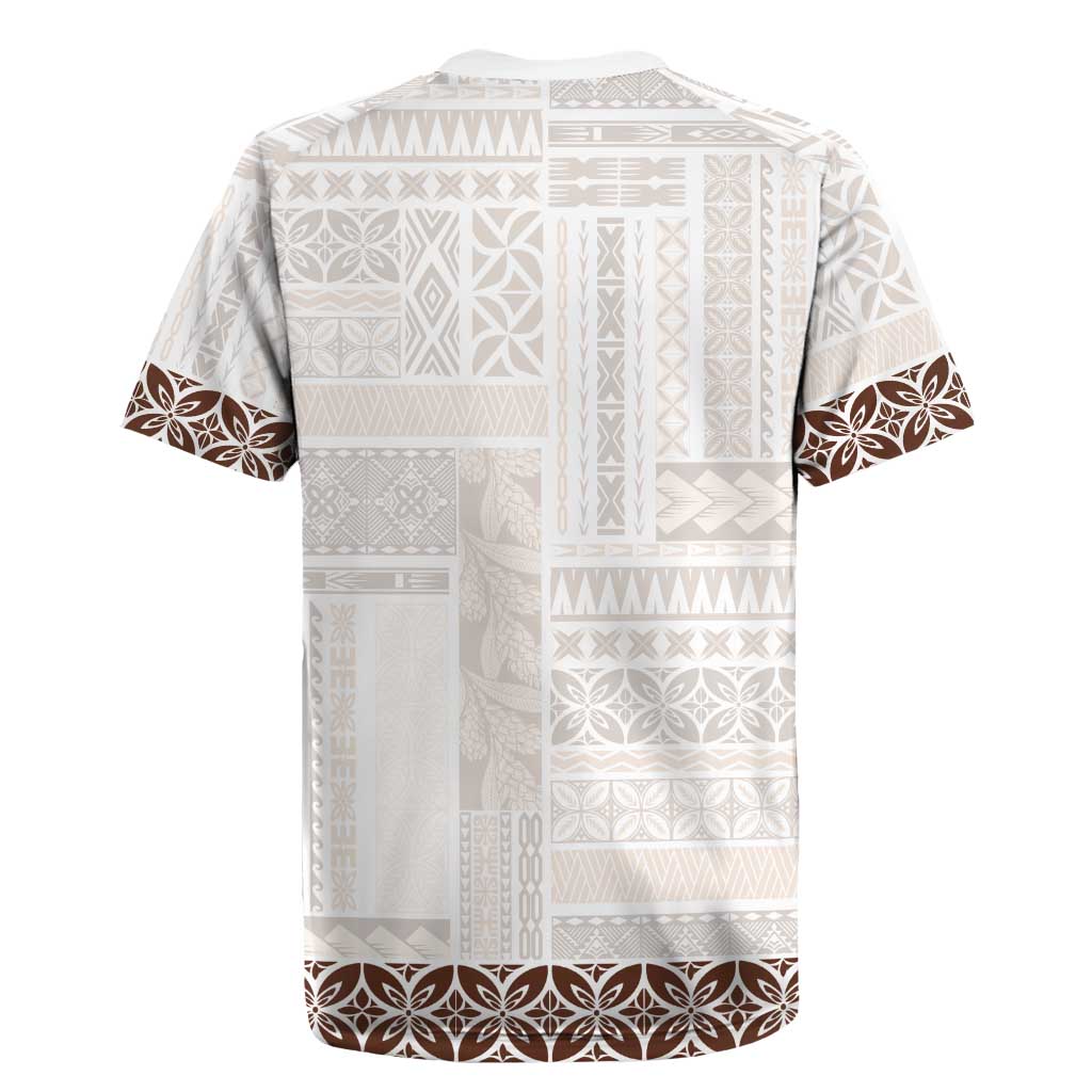 Samoa Siapo Brown Trimmed Rugby Jersey Samoa White Sunday LT01 - Polynesian Pride