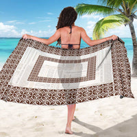 Samoa Siapo Brown Trimmed Sarong Samoa White Sunday - Polynesian Pride