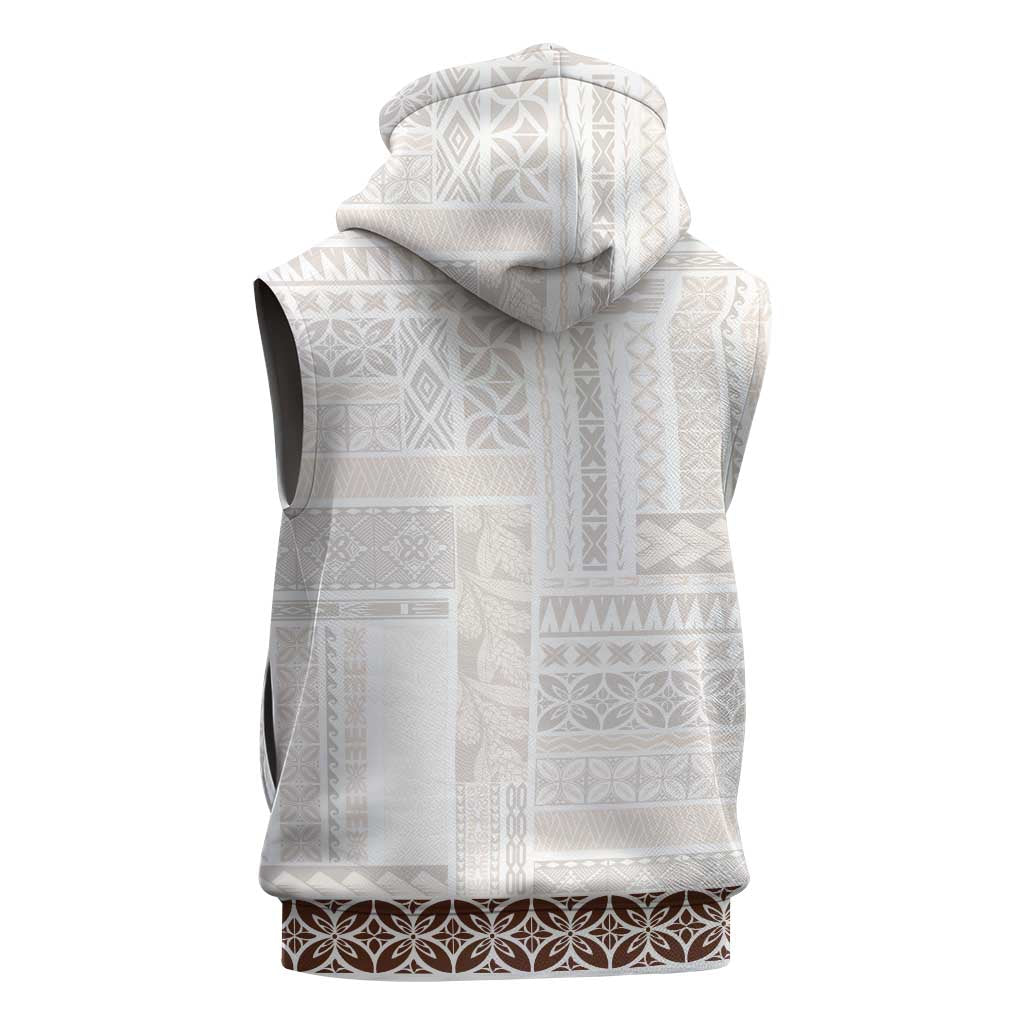 Samoa Siapo Brown Trimmed Sleeveless Hoodie Samoa White Sunday - Polynesian Pride