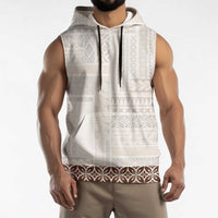 Samoa Siapo Brown Trimmed Sleeveless Hoodie Samoa White Sunday - Polynesian Pride