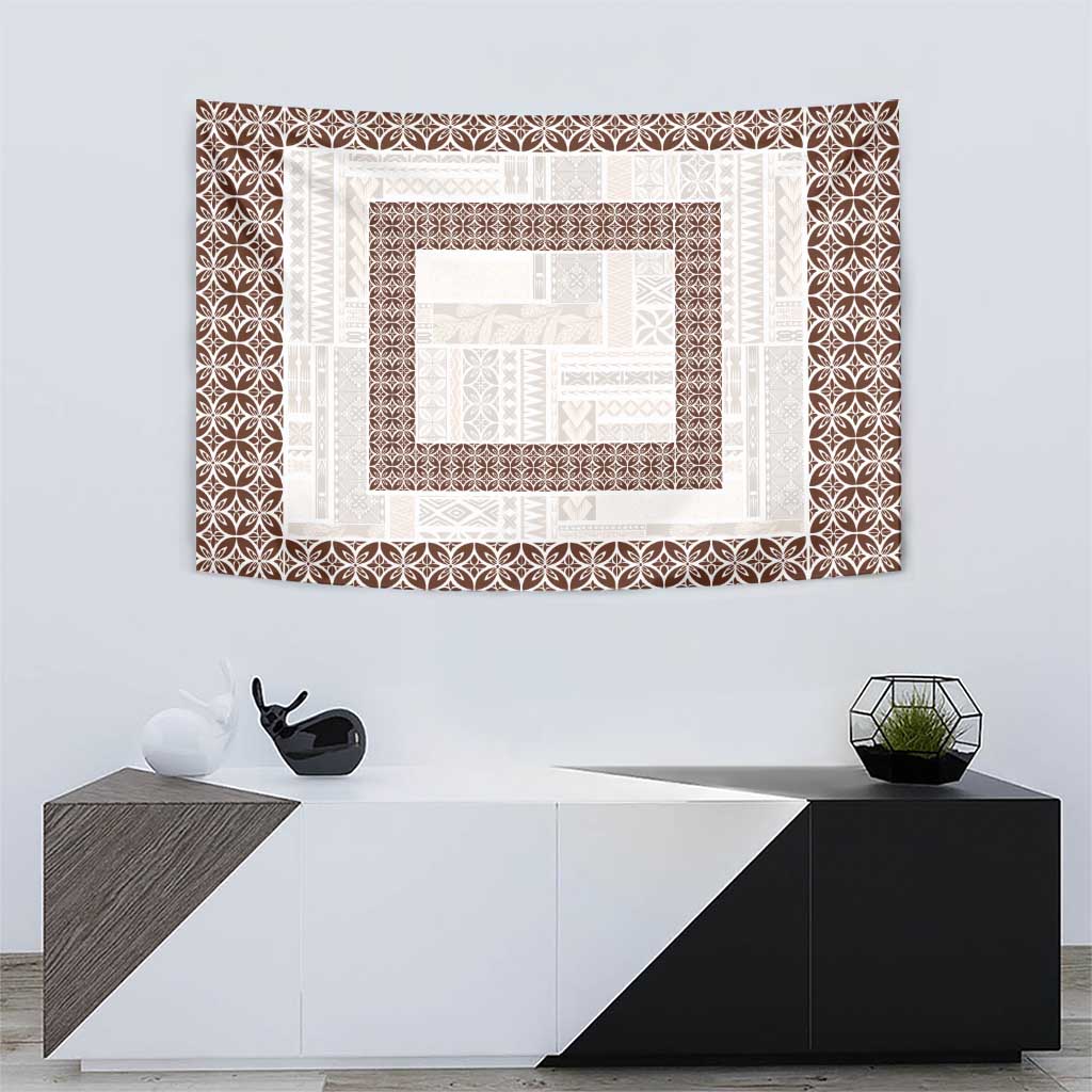 Samoa Siapo Brown Trimmed Tapestry Samoa White Sunday - Polynesian Pride