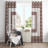 Samoa Siapo Brown Trimmed Window Curtain Samoa White Sunday - Polynesian Pride