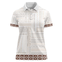 Samoa Siapo Brown Trimmed Women Polo Shirt Samoa White Sunday - Polynesian Pride