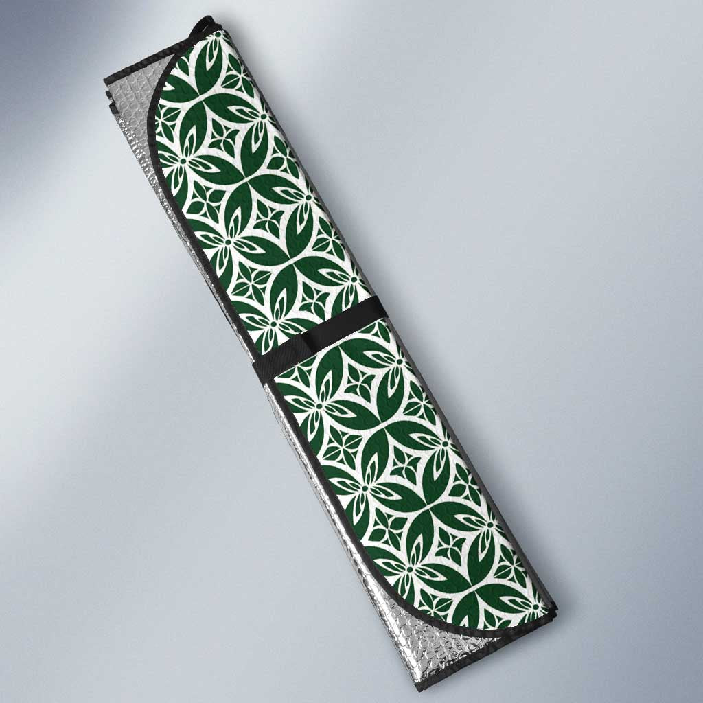 Samoa Siapo Green Trimmed Auto Sun Shade Samoa White Sunday - Polynesian Pride