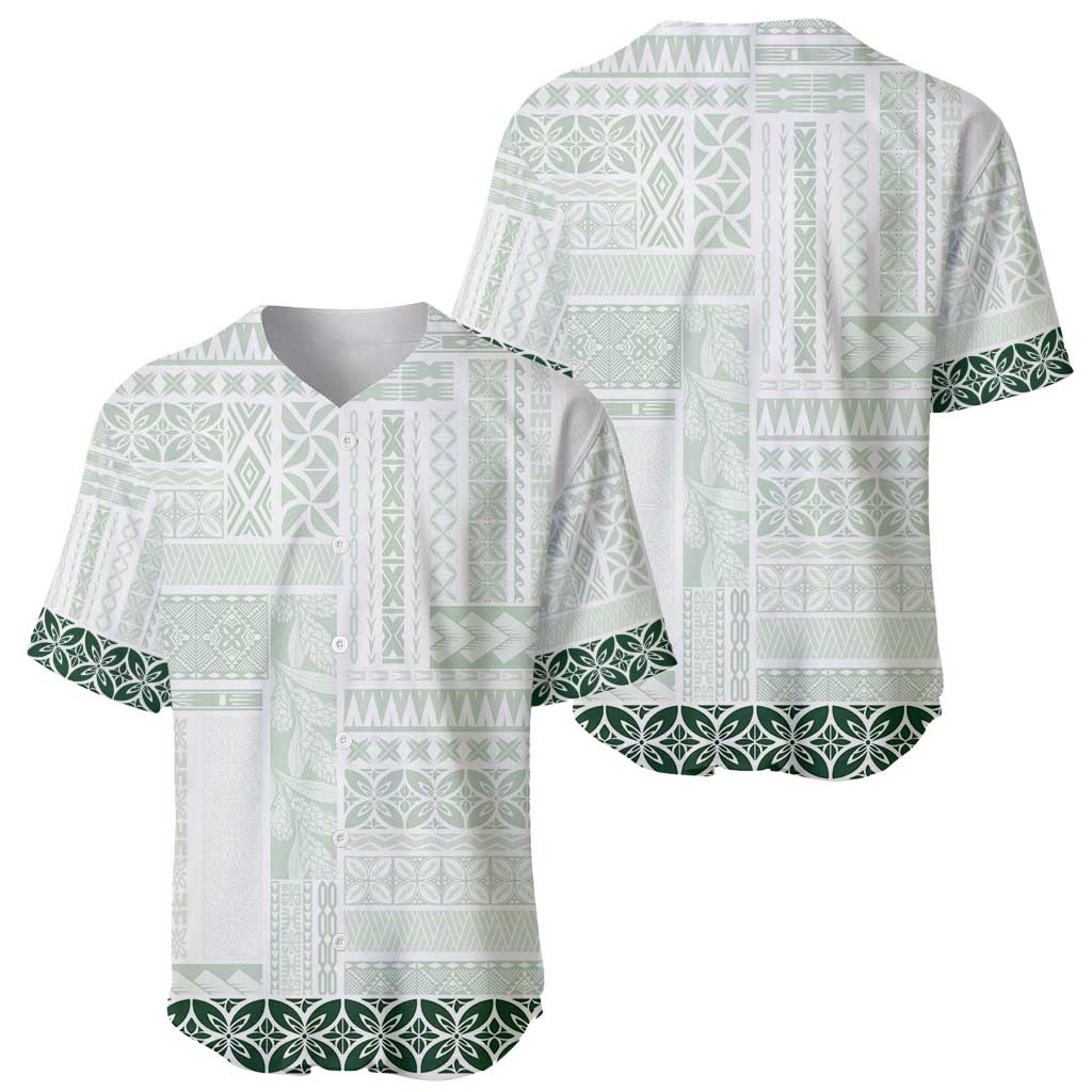 Samoa Siapo Green Trimmed Baseball Jersey Samoa White Sunday - Polynesian Pride