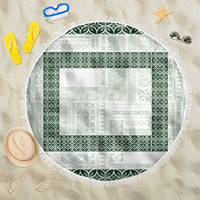 Samoa Siapo Green Trimmed Beach Blanket Samoa White Sunday - Polynesian Pride