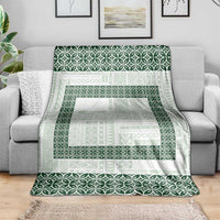 Samoa Siapo Green Trimmed Blanket Samoa White Sunday - Polynesian Pride