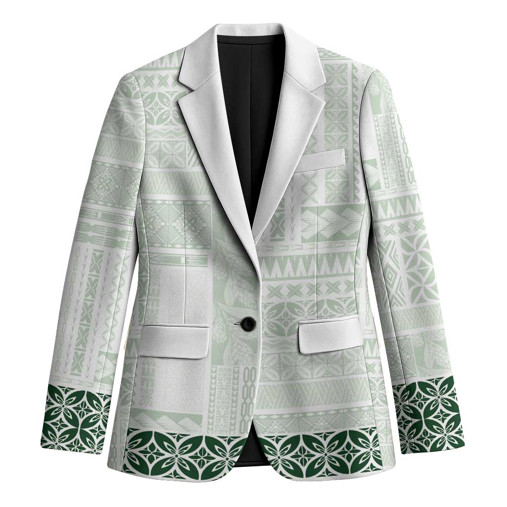 Samoa Siapo Green Trimmed Blazer Samoa White Sunday - Polynesian Pride