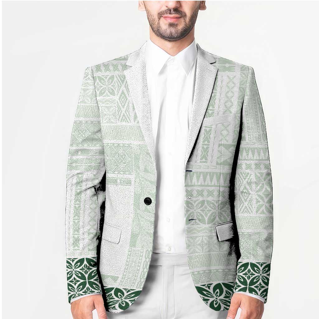 Samoa Siapo Green Trimmed Blazer Samoa White Sunday - Polynesian Pride