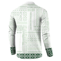 Samoa Siapo Green Trimmed Button Sweatshirt Samoa White Sunday - Polynesian Pride