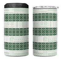 Samoa Siapo Green Trimmed 4 in 1 Can Cooler Tumbler Samoa White Sunday - Polynesian Pride