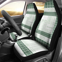 Samoa Siapo Green Trimmed Car Seat Cover Samoa White Sunday - Polynesian Pride