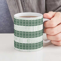 Samoa Siapo Green Trimmed Ceramic Mug Samoa White Sunday - Polynesian Pride