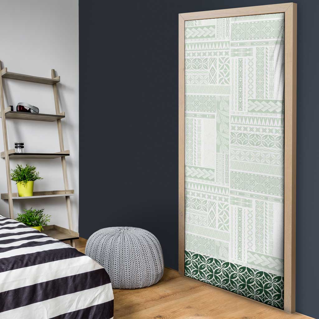 Samoa Siapo Green Trimmed Door Cover Samoa White Sunday - Polynesian Pride