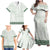 Samoa Siapo Green Trimmed Family Matching Off Shoulder Maxi Dress and Hawaiian Shirt Samoa White Sunday - Polynesian Pride