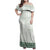 Samoa Siapo Green Trimmed Family Matching Off Shoulder Maxi Dress and Hawaiian Shirt Samoa White Sunday - Polynesian Pride