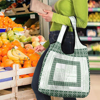Samoa Siapo Green Trimmed Grocery Bag Samoa White Sunday - Polynesian Pride