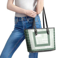 Samoa Siapo Green Trimmed Leather Tote Bag Samoa White Sunday - Polynesian Pride