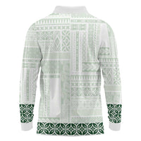 Samoa Siapo Green Trimmed Long Sleeve Polo Shirt Samoa White Sunday - Polynesian Pride