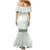 Samoa Siapo Green Trimmed Mermaid Dress Samoa White Sunday - Polynesian Pride