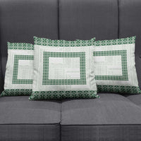 Samoa Siapo Green Trimmed Pillow Cover Samoa White Sunday - Polynesian Pride