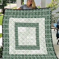 Samoa Siapo Green Trimmed Quilt Samoa White Sunday - Polynesian Pride