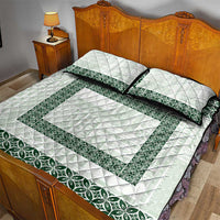 Samoa Siapo Green Trimmed Quilt Bed Set Samoa White Sunday - Polynesian Pride