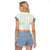 Samoa Siapo Green Trimmed Raglan Cropped T Shirt Samoa White Sunday - Polynesian Pride