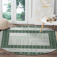Samoa Siapo Green Trimmed Round Carpet Samoa White Sunday - Polynesian Pride