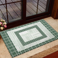 Samoa Siapo Green Trimmed Rubber Doormat Samoa White Sunday - Polynesian Pride