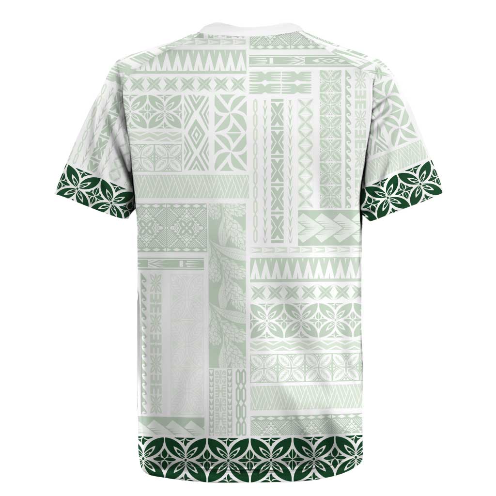 Samoa Siapo Green Trimmed Rugby Jersey Samoa White Sunday LT01 - Polynesian Pride